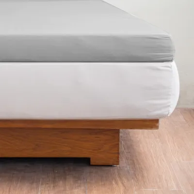 Produktbild von Phlox Topper-Spannbettlaken 90x200cm - 100% ägyptische Baumwolle - Fadendichte 230 - - 28cm Steg - Spannbetttuch - Hell Grau