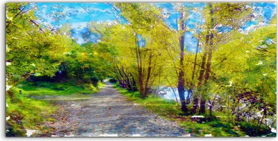 Produktbild von Coloray Canvas 140x70  Wandbild Leinwand Bilder Kunstdruck Landschaft Wald Bäume Wald
