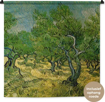Produktbild von MuchoWow® Wandteppich Wandbehang Olivenhain - Vincent van Gogh 90x90 cm Tapisserie Dekoration Wandtuch - Wandaufhänger