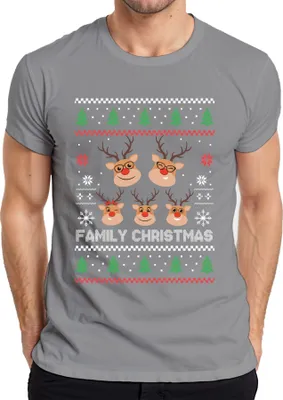 Produktbild von Family Christmas Ugly Sweater Familie - Weihnachten Weihnachtsgeschenk Christmas Herren T-Shirt, Grau, L