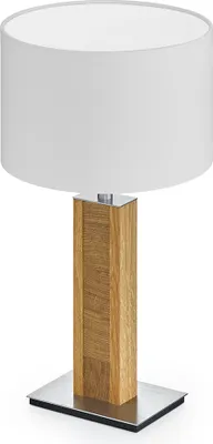 Produktbild von Karl K Tischlampe mit Kopfholzapplikation Baumwolle weiß Nickel matt gebürstet