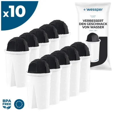 Produktbild von Wessper Classic Wasserfilter Kartuschen SPORT | Ersatz für Aquaphor Standard, Brita Classic, Dafi Classic Filterkartusche | Reineres Wasser | Pack 10