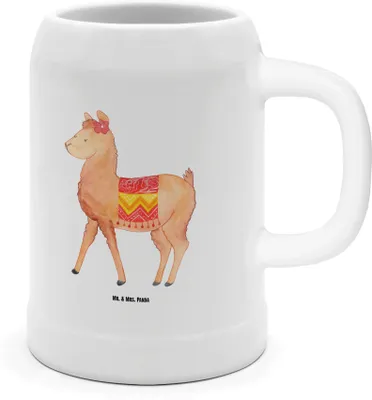 Produktbild von Mr. & Mrs. Panda Krug Alpaka Stolz - Weiß - Geschenk, Humpen, Seidel, Bier, Steingutkrug, Lama, Steinkrug