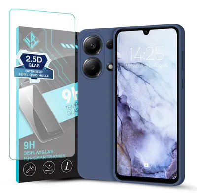 Produktbild von Hülle für Xiaomi Redmi Note 13 Pro mit 9H Displayglas Displayschutz Case Cover Bumper Smartphone Softgrip Schutzhülle Farbe: Lavendelblau