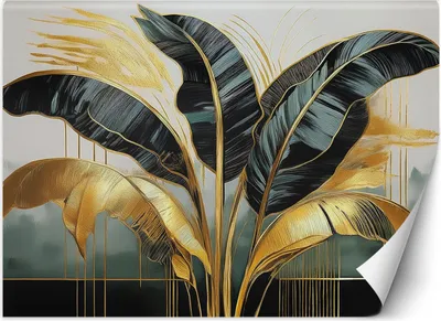 Produktbild von Vlies fototapete Bananenblätter Art Deco 200x140 cm Feeby Gold inkl. Kleber einfache Montage