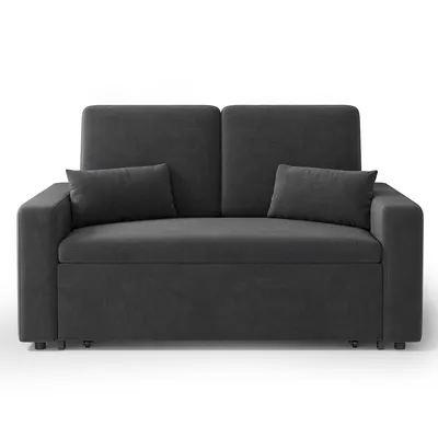 Obrázek produktu pro Pohovka Bealife s funkcí spaní 147x82 cm - rozkládací lůžko - žinylková tkanina, tmavě šedá，AR28