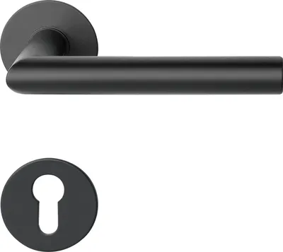 Produktbild von Solido Türbeschlag Norwegen | Türgriff auf Flachrosette PZ rund | Edelstahl schwarz