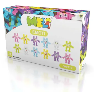 Imagen del producto de Set de figuras de juego Meli Emoti: 12 figuras coloridas para los bloques Meli Maxi