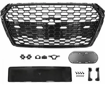 Kühlergrill Sportgrill Waben Gitter mit ohne PDC SCHWARZ GLANZ für Audi A4 B9 8W – Produktansicht