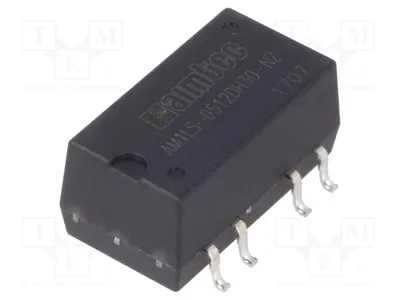 Obrázek produktu pro 1x Měnič: DC/DC, 1W, Vstupní napětí: 4,5 ÷ 5,5V, Výstupní napětí: -12VDC, Typ: AM1LS-0512DH30-NZ, DC/DC měnič