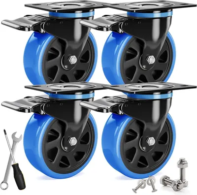Produktbild von Zwenkwielen 100 mm - Schwer, 600 kg Tragkraft - Schwarz-blau