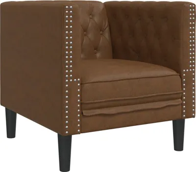 Image de Fauteuil Chesterfield marron similicuir daim