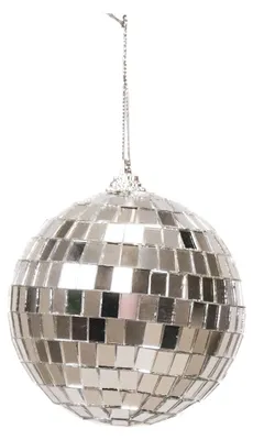 Imagen del producto de Decoración navideña - Adorno navideño colgante - Disco bola - Espuma - Plateado - 10x10x10 cm