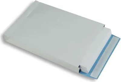 Produktbild von Faltentaschen 229x324x40mm C4 130g/qm HK VE=250 Stück weiß/blau