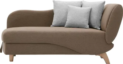 Produktbild von Chaiselongue aus braunem Stoff mit Stauraum für das Bettzeug PENELOPE