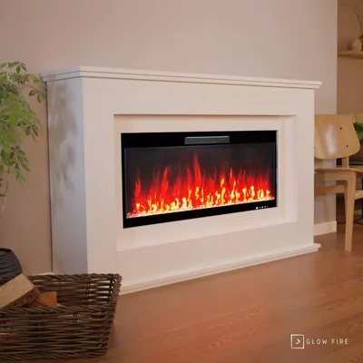 Produktbild von Glow Fire Elektrokamin 'Rhea' | LED Standkamin in weiß mit Heizung (1500 W) | HxBxT: 97x158x33 cm