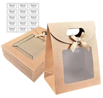 Productafbeelding van Set van 15 Bruine Cadeauzakjes met Handgrepen en Venster