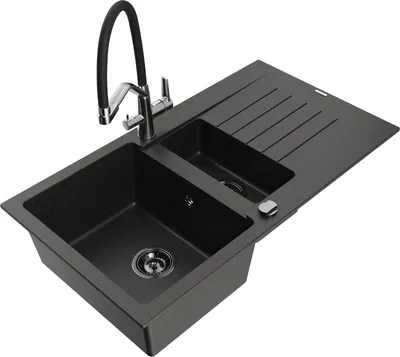 Produktbild von Mexen Matias Granitspüle Schwarz/Gold mit Armatur
