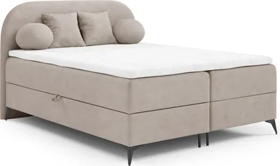 Produktbild von Boxspringbett Schlafzimmerbett GORGIA 140x200cm Stoff Jasmin Hellbeige