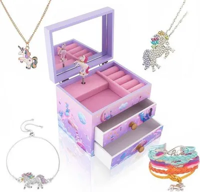 Produktbild von Famanu Schmuckkästchen für Mädchen mit Einhorn Schmucksets - musikalisch