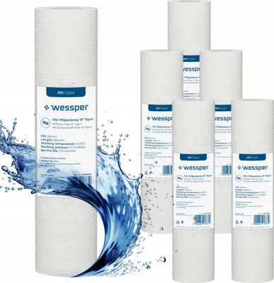Obrázok produktu pre 6x vodný filter predfilter filtračná vložka sedimentačný filter 10" - 10 mikrónov