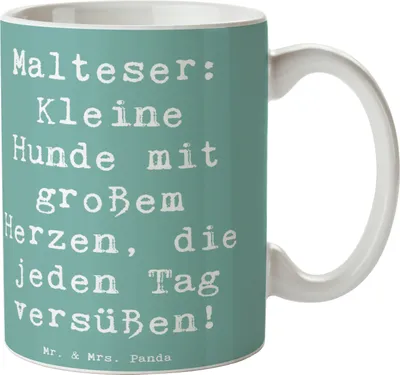 Produktbild von Mr. & Mrs. Panda Tasse Spruch Malteser Herz - Meeresbrise - Geschenk, Hunderasse, Charakter, loyale Hunde, tägliche Freude, Hundeliebhaber, Becher, Hunderassen Pflege