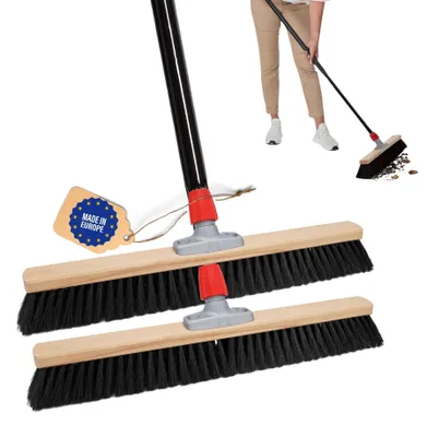 Produktbild von Novaliv Grosser Besen 2x Saalbesen 60 cm mit Stiel Borsten Kunstborsten besen fein Ideal als Werkstattbesen mit Stiel Hallenbesen Industriebesen Hausbesen Kehrbesen Zimmerbesen Haarbesen Besen Groß