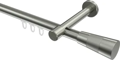 Produktbild von Interdeco Innenlaufstange / Gardinenstange mit Innenlauf Edelstahl-Optik, Typ Prestige Tanara (Konus Bicolor), 20 mm Ø 1-läufig, 600 cm
