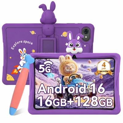 Productafbeelding van Kingrid-Tabwee K10 Kids 10,1 inch Roze Tablet – Google Kids Space, 4GB+128GB, Android 16, 5000mAh, met voedselveilige TPU-silicone hoes en stylus