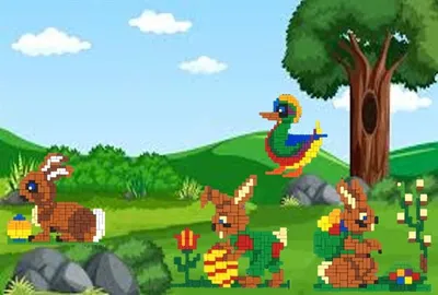 Produktbild von Stick it® Ostern 4 in 4 ca. 1.500 Teile mit XXL-Steckvorlage -4 Motive gleichzeittig steckbar-