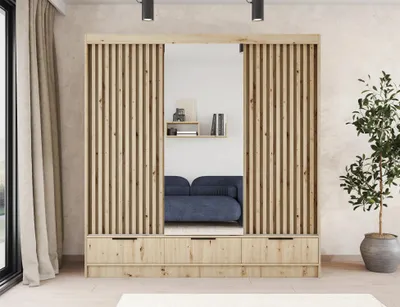 Obrázek produktu pro Zrcadlová šatní skříň 180 cm HELIORA - dub artisan