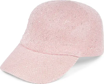 Produktbild von styleBREAKER Damen Sommer Baseball Cap gewebt mit Pailletten | Luftiges Basecap mit Metallschnalle verstellbar | Einfarbige Schildkappe für Strand und Freizeit