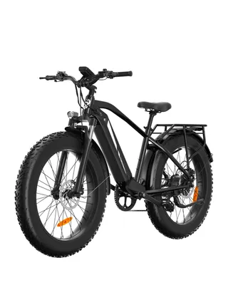 Image de Vélo électrique pour hommes, modèle D6, destiné aux adultes, vitesse maximale de 25 km/h, batterie 48V 15Ah, pneus tout-terrain de 26 pouces, freins à disque hydrauliques, fourche suspendue, connectivité via application