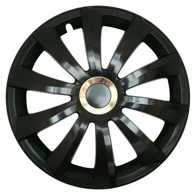 4x PREMIUM DESIGN Radkappen Radzierblenden "Gral" 16 ZOLL #40 Schwarz Chrom Ring – Produktansicht