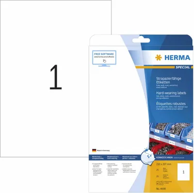 Produktbild von HERMA Folien Etiketten SPECIAL 210 x 297 mm weiß 25 Etiketten