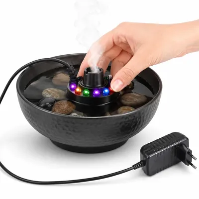 Produktbild von Ultraschall-Vernebler Mini mit LED, farbwechselnd, 300ml/h, wasserfest, für Teich, Aquarium, Halloween & Garten Deko