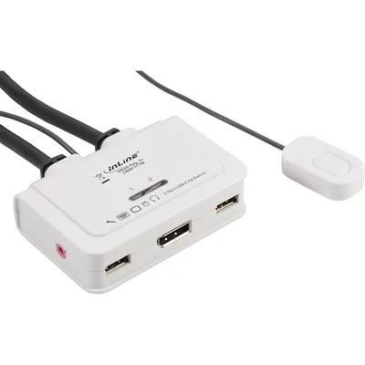 Image de InLine® 63612I commutateur KVM, 2x, Displayport, USB, avec audio, câble intégré