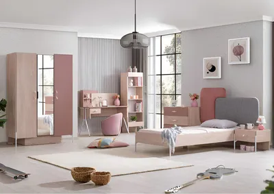 Immagine prodotto di Set per camera da letto completo di letto, comò, comodini e scrivania