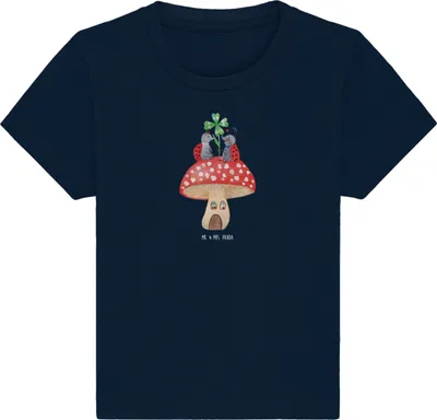 Produktbild von Mr. & Mrs. Panda  T-Shirt Marienkäfer Fliegenpilz 6. - 12. Monat - French Navy - Geschenk, Baby, Lustige Sprüche, Fleigenpilzhaus, Haus, Kinder Oberteil, Shirt