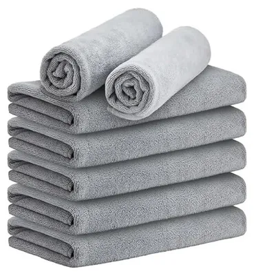 Obrázek produktu pro Ručník na vlasy, materiál: mikrovlákno, rychlé schnutí, barva: šedá, rozměry: 50x85 cm, 2 kusy