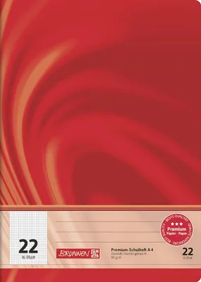 Image de BRUNNEN 104472202 Cahier d'écolier Vivendi A4 quadrillé 5 mm, Lin. 22 rouge