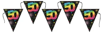 Produktbild von Wimpelkette 50. Geburtstag bunt 3 m