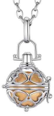 Produktbild von Morella® Damen Halskette Edelstahl 70 cm mit Herz-Kugel Anhänger und Klangkugel gold Ø 16 mm in Schmuckbeutel