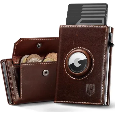Produktbild von Kartenetui Herren mit XL Münzfach, Smart Wallet für 10+ Karten, RFID Schutz, Braun Silber