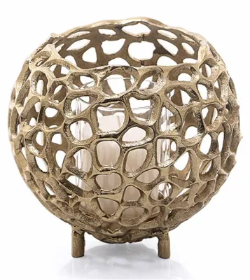Immagine prodotto di Lanterna decorativa in alluminio dorato per candele