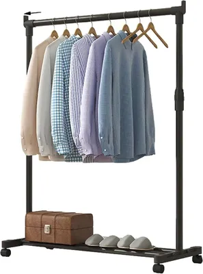 Imagen del producto de Perchero con ruedas, barra extensible para colgar ropa