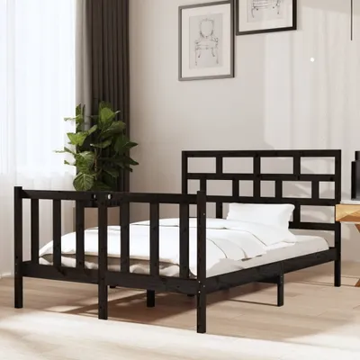 Zdjęcie produktu dla The Living Store Łóżko z litego drewna sosna czarna 135x190 cm