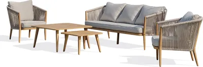 Produktbild von 5-Sitzer-Gartenmöbel aus Aluminium in Holzoptik