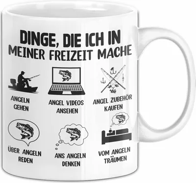 Produktbild von Dinge Die Ich In Meiner Freizeit Mache Angeln Tasse Geschenk Für Angler (Weiß)