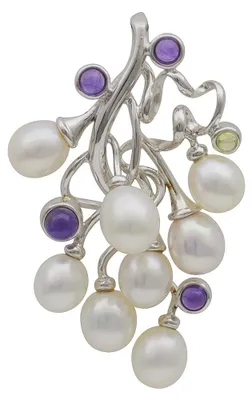 Produktbild von Anhänger Ästchen mit Süßwasser Perlen Amethyst Peridot 925 Silber Damen